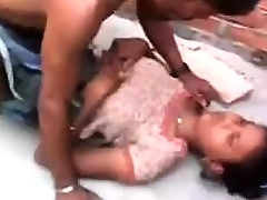 A village girl is having first time sex with a local boy